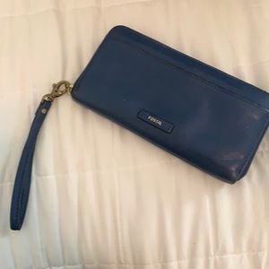 Price drop!! Fossil blue leather wallet/wristlet